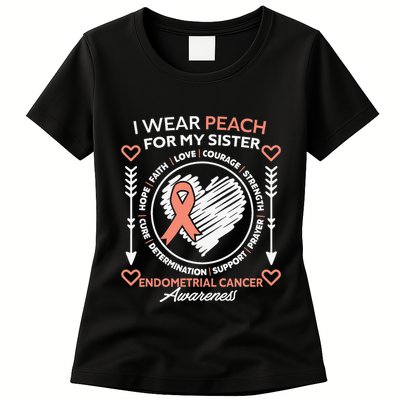 Endometrial Cancer Awareness Wear Peach My Sister Support Womens T-Shirt