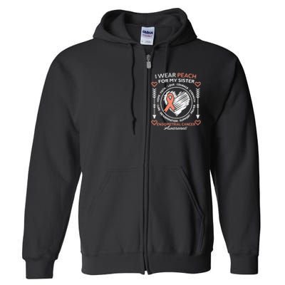 Endometrial Cancer Awareness Wear Peach My Sister Support Full Zip Hoodie