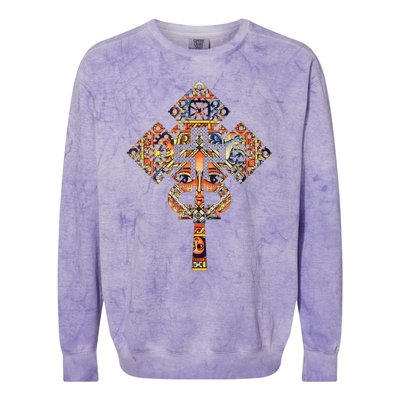 Ethiopian Christian Art Christ In Glory Ethiopian Cross Colorblast Crewneck Sweatshirt