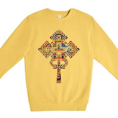 Ethiopian Christian Art Christ In Glory Ethiopian Cross Premium Crewneck Sweatshirt