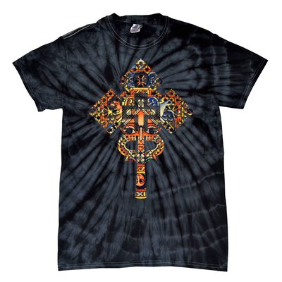 Ethiopian Christian Art Christ In Glory Ethiopian Cross Tie-Dye T-Shirt