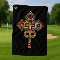 Ethiopian Christian Art Christ In Glory Ethiopian Cross Golf Towel