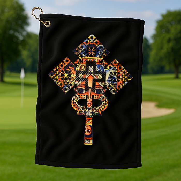 Ethiopian Christian Art Christ In Glory Ethiopian Cross Golf Towel