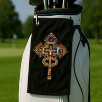 Ethiopian Christian Art Christ In Glory Ethiopian Cross Golf Towel