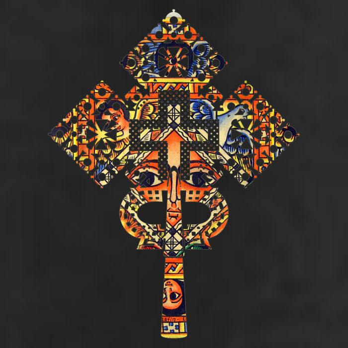 Ethiopian Christian Art Christ In Glory Ethiopian Cross Golf Towel