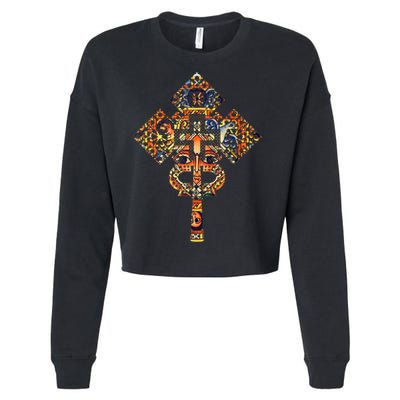 Ethiopian Christian Art Christ In Glory Ethiopian Cross Cropped Pullover Crew