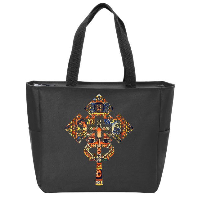 Ethiopian Christian Art Christ In Glory Ethiopian Cross Zip Tote Bag