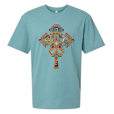 Ethiopian Christian Art Christ In Glory Ethiopian Cross Sueded Cloud Jersey T-Shirt