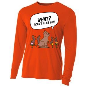 Easter Chocolate Bunny Rabbit Funny I Cant Hear You Cooling Performance Long Sleeve Crew