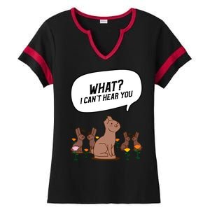 Easter Chocolate Bunny Rabbit Funny I Cant Hear You Ladies Halftime Notch Neck Tee