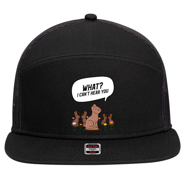 Easter Chocolate Bunny Rabbit Funny I Cant Hear You 7 Panel Mesh Trucker Snapback Hat