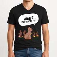 Easter Chocolate Bunny Rabbit Funny I Cant Hear You V-Neck T-Shirt