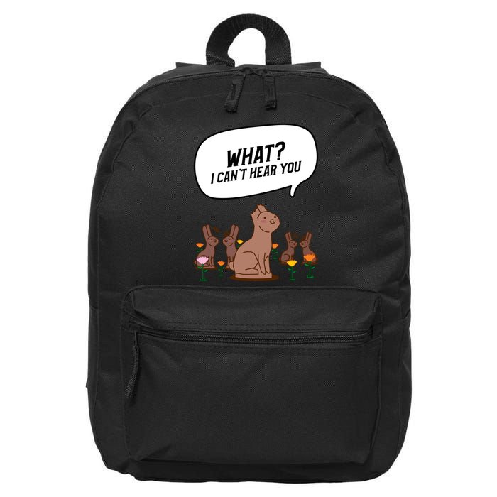 Easter Chocolate Bunny Rabbit Funny I Cant Hear You 16 in Basic Backpack