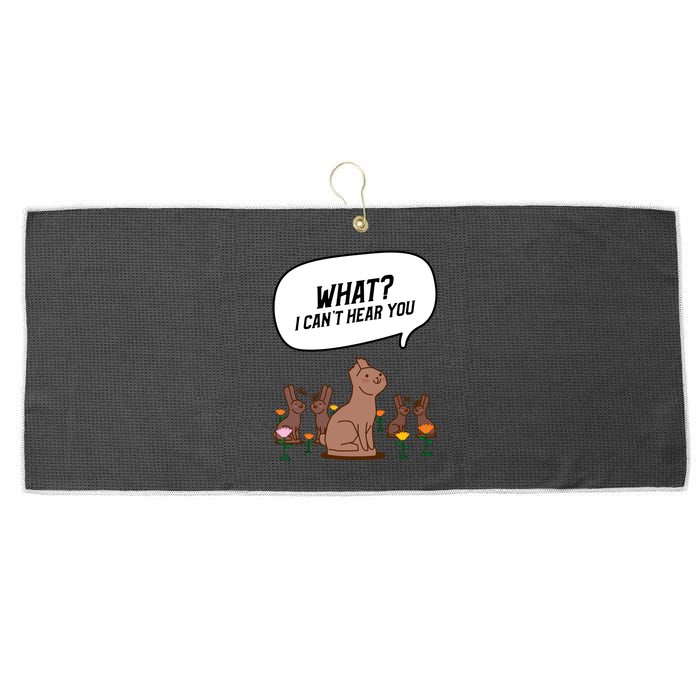 Easter Chocolate Bunny Rabbit Funny I Cant Hear You Large Microfiber Waffle Golf Towel