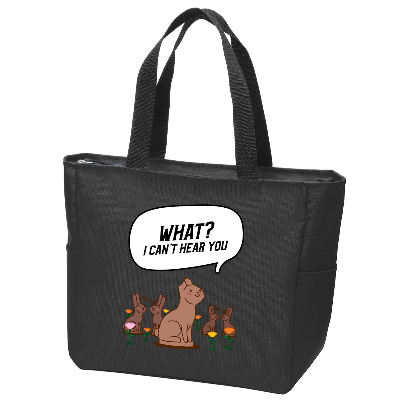 Easter Chocolate Bunny Rabbit Funny I Cant Hear You Zip Tote Bag