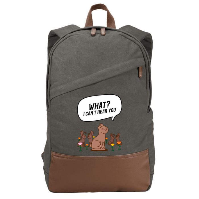 Easter Chocolate Bunny Rabbit Funny I Cant Hear You Cotton Canvas Backpack