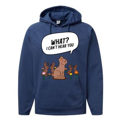 Easter Chocolate Bunny Rabbit Funny I Cant Hear You Performance Fleece Hoodie