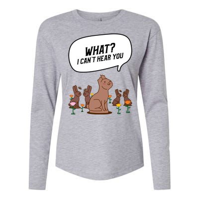 Easter Chocolate Bunny Rabbit Funny I Cant Hear You Womens Cotton Relaxed Long Sleeve T-Shirt