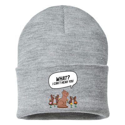 Easter Chocolate Bunny Rabbit Funny I Cant Hear You Sustainable Knit Beanie