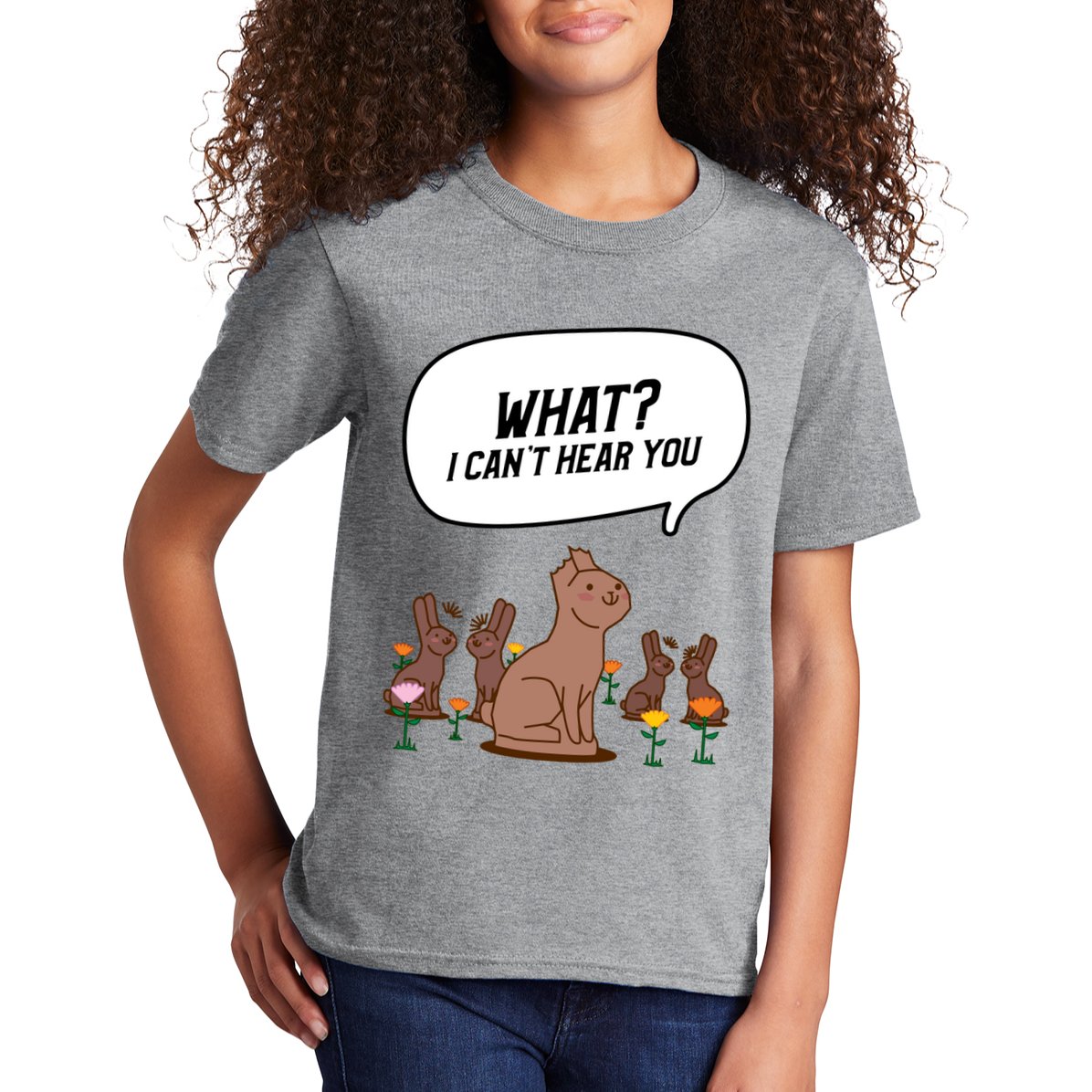 Easter Chocolate Bunny Rabbit Funny I Cant Hear You Kids T-Shirt