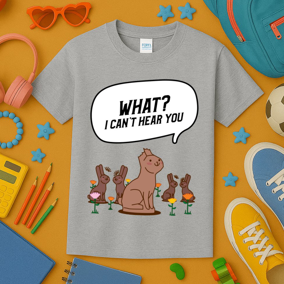 Easter Chocolate Bunny Rabbit Funny I Cant Hear You Kids T-Shirt