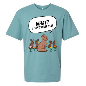 Easter Chocolate Bunny Rabbit Funny I Cant Hear You Sueded Cloud Jersey T-Shirt