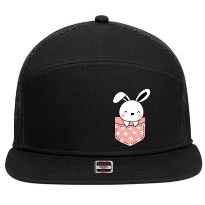 Easter Cute Bunny In Pocket 7 Panel Mesh Trucker Snapback Hat