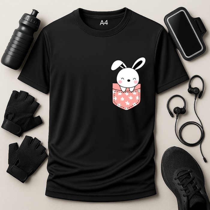 Easter Cute Bunny In Pocket Cooling Performance Crew T-Shirt