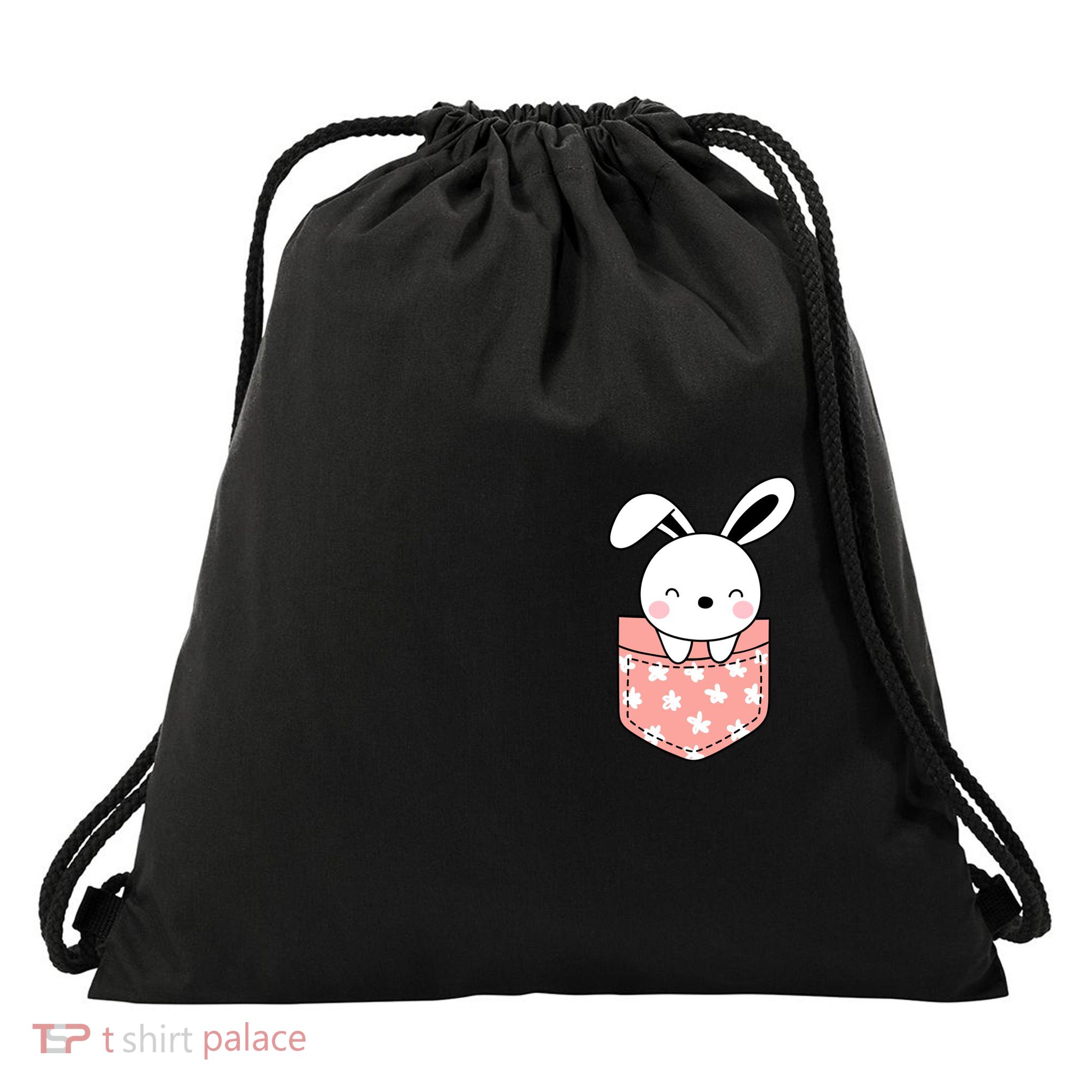 Easter Cute Bunny In Pocket Drawstring Bag