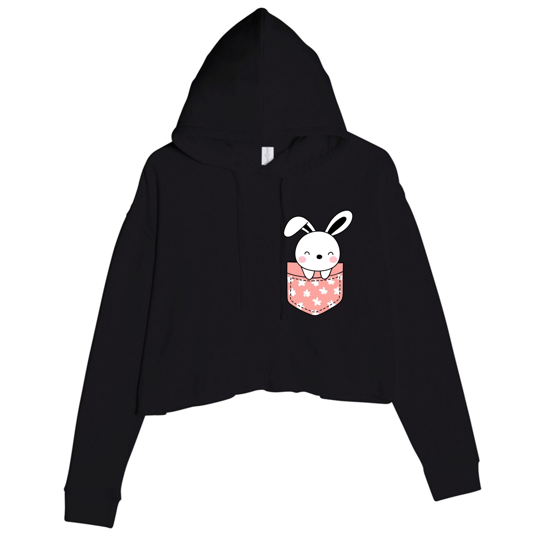Easter Cute Bunny In Pocket Crop Fleece Hoodie