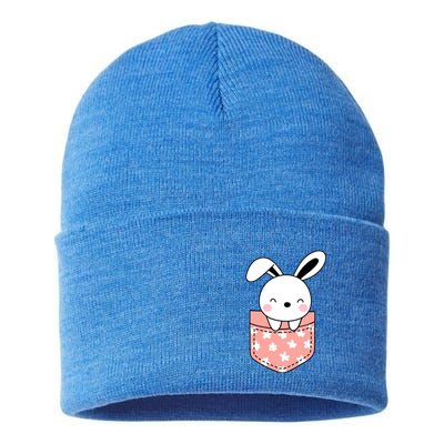 Easter Cute Bunny In Pocket Sustainable Knit Beanie