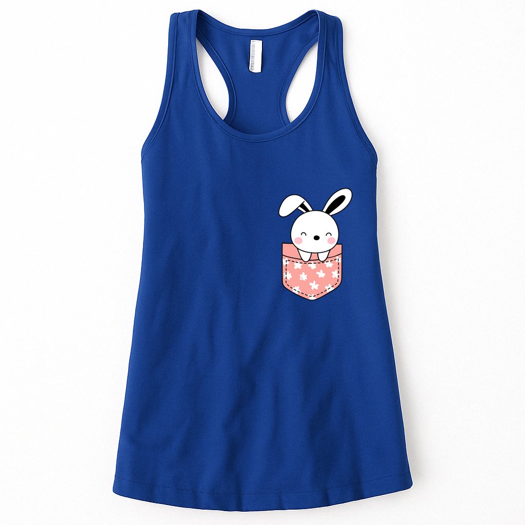 Easter Cute Bunny In Pocket Womens Tank Top