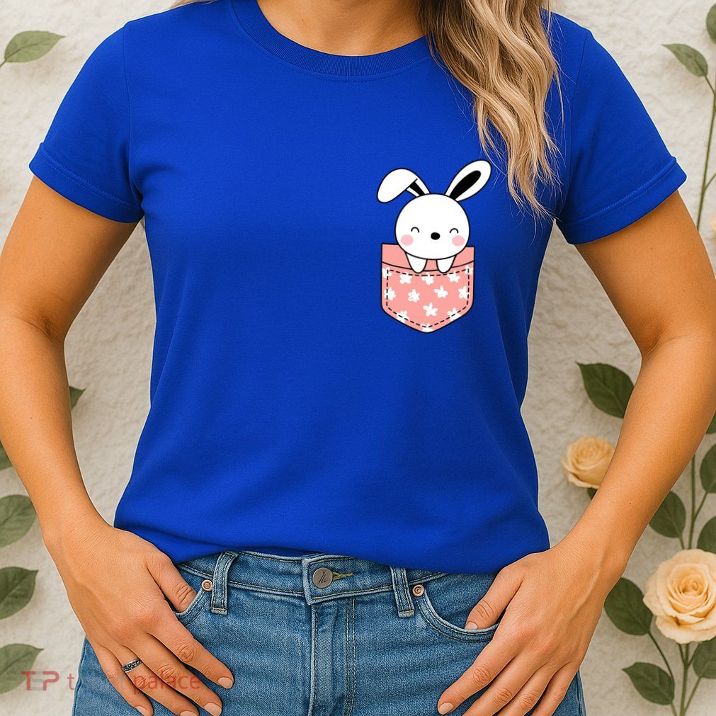 Easter Cute Bunny In Pocket Womens T-Shirt