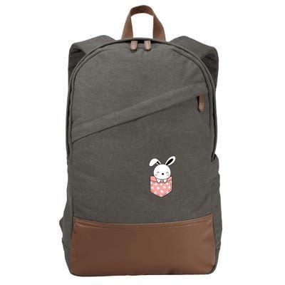 Easter Cute Bunny In Pocket Cotton Canvas Backpack