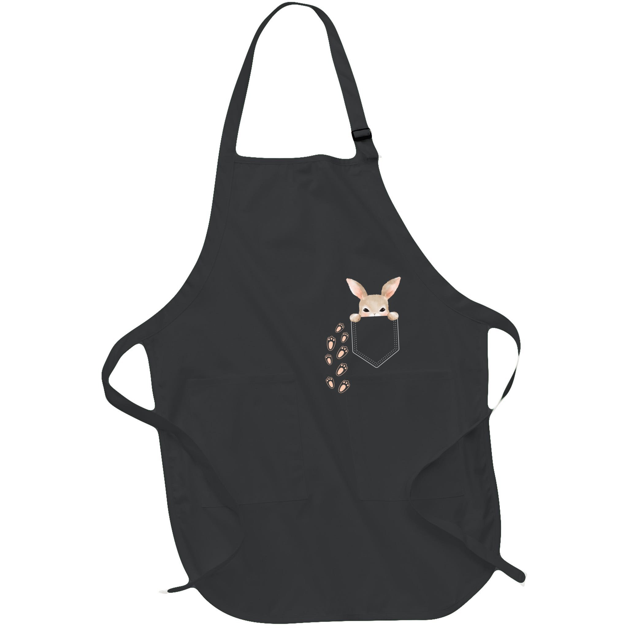 Easter Cute Bunny In Pocket Rabbit Footprints Apron