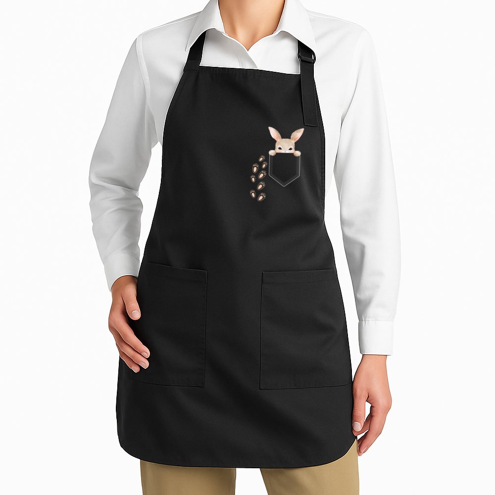 Easter Cute Bunny In Pocket Rabbit Footprints Apron