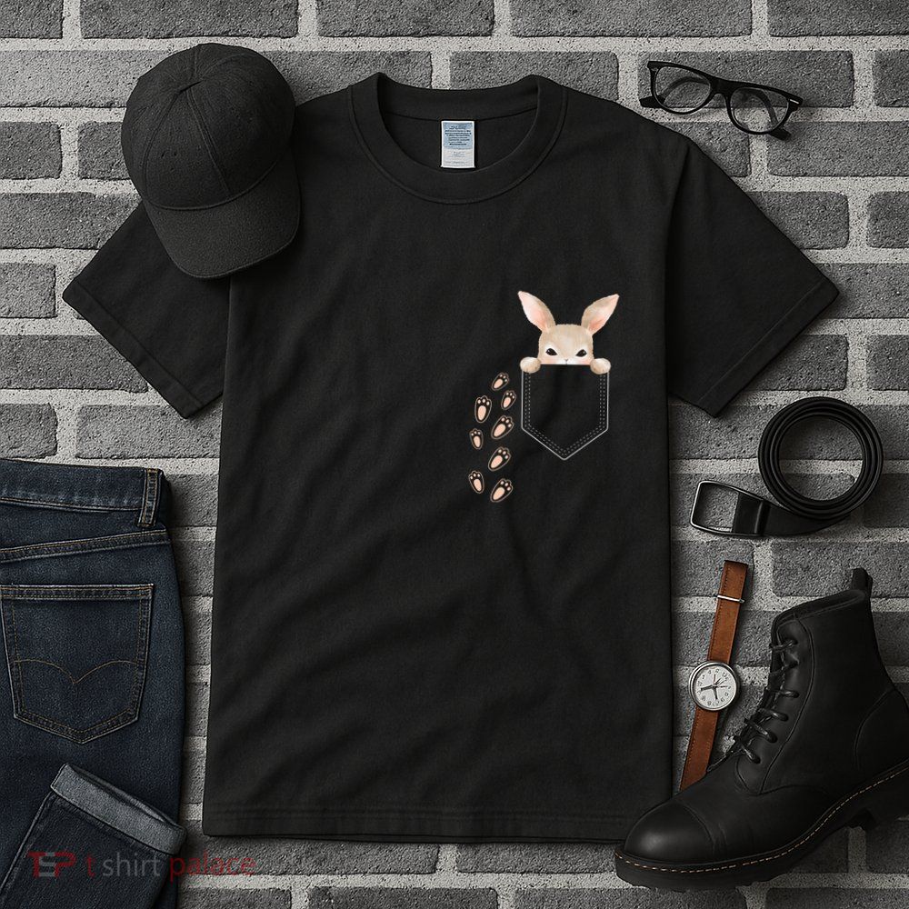 Easter Cute Bunny In Pocket Rabbit Footprints Tall T-Shirt