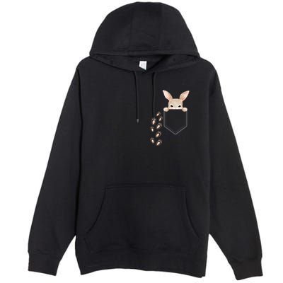 Easter Cute Bunny In Pocket Rabbit Footprints Premium Pullover Hoodie