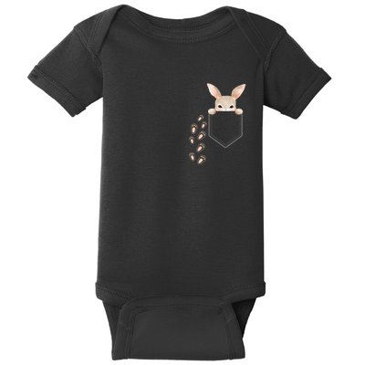 Easter Cute Bunny In Pocket Rabbit Footprints Baby Bodysuit