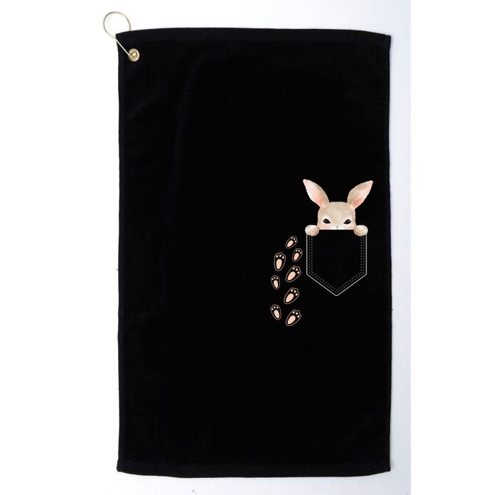 Easter Cute Bunny In Pocket Rabbit Footprints Golf Towel