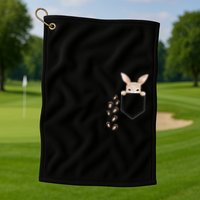 Easter Cute Bunny In Pocket Rabbit Footprints Golf Towel