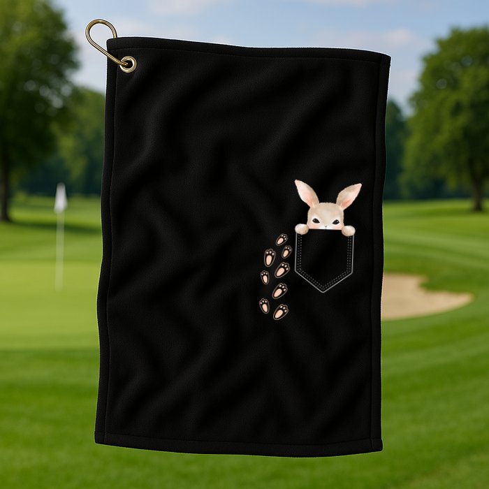 Easter Cute Bunny In Pocket Rabbit Footprints Golf Towel