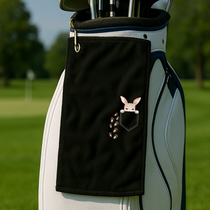Easter Cute Bunny In Pocket Rabbit Footprints Golf Towel
