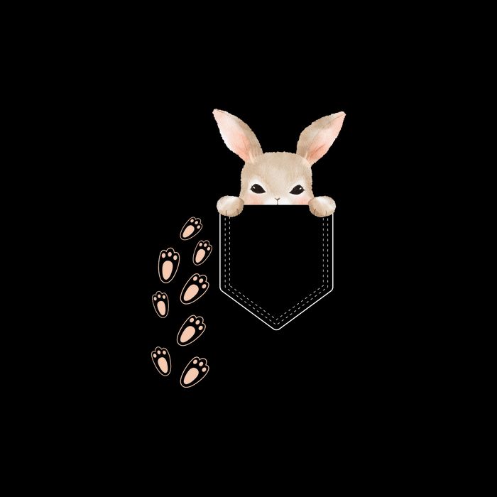 Easter Cute Bunny In Pocket Rabbit Footprints Cropped Pullover Crew