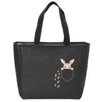 Easter Cute Bunny In Pocket Rabbit Footprints Zip Tote Bag