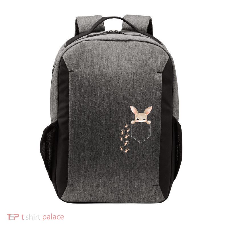 Easter Cute Bunny In Pocket Rabbit Footprints Vector Backpack