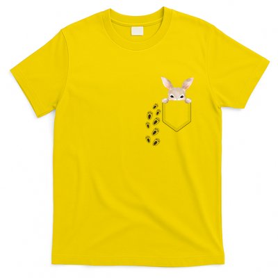 Easter Cute Bunny In Pocket Rabbit Footprints T-Shirt