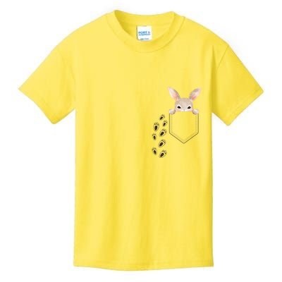 Easter Cute Bunny In Pocket Rabbit Footprints Kids T-Shirt