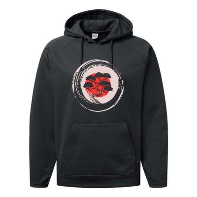 Enso Circle Bonsai Tree Performance Fleece Hoodie