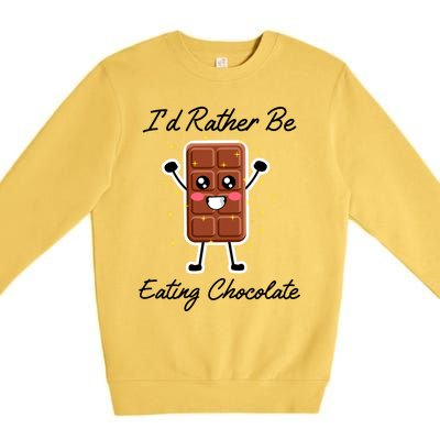 Eating Chocolate Bars Cocoa Chocolate Lover Gift Premium Crewneck Sweatshirt